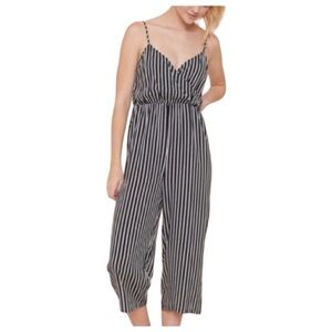 Garage Deep V Backless Striped Romper Jumpsuit